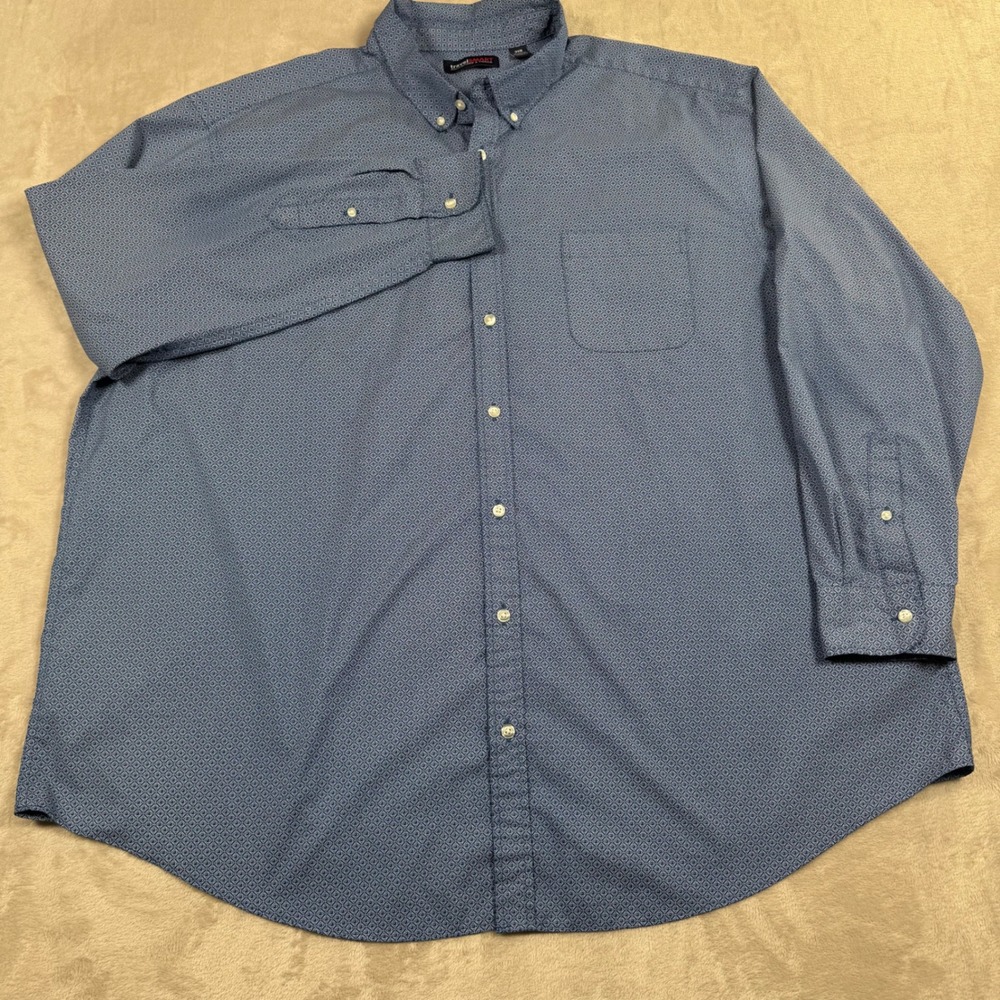 Roundtree & Yorke TravelSmart Button Down 3XB Blue Geometric Long Sleeve Shirt - Picture 2 of 6